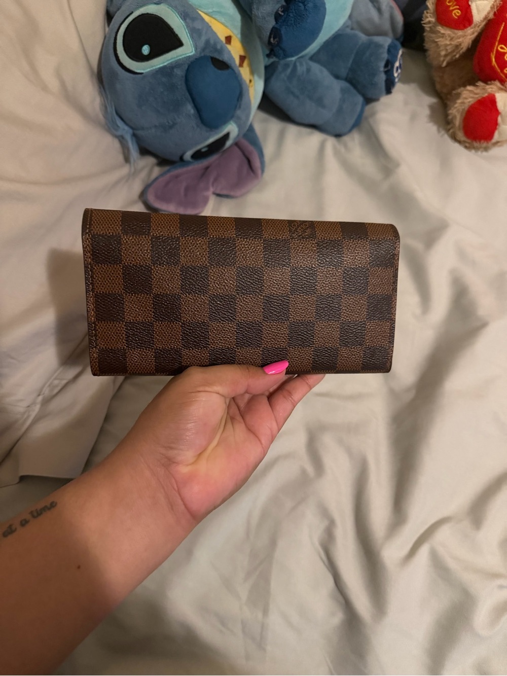 Brown Damier Ebene Wallet with Pink Interior - Picture 3 of 5